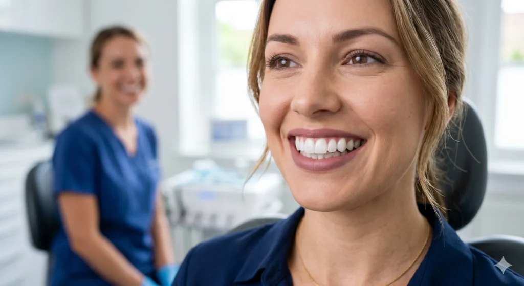 a women smiling after getting her veneers in camarillo